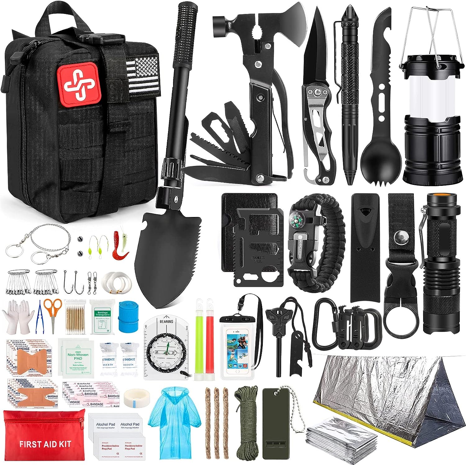 Survival Gear Kit - 250Pcs Survival Gear First Aid Kit with Molle Syst