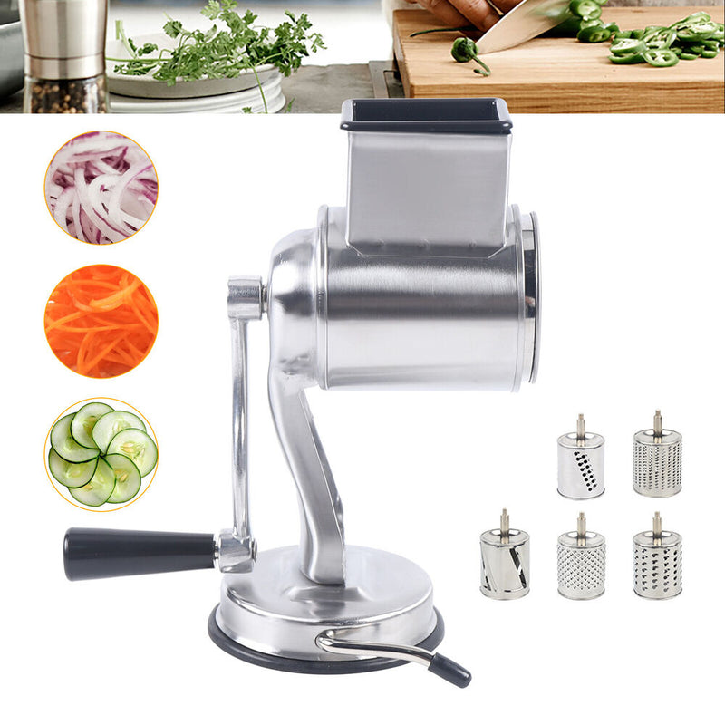 Multifunctional Stainless Steel Rotary Cheese Grater Hand Drum Slicer Crank Vegetable Chopper