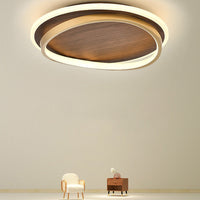 Nordic Minimalist Walnut LED Flush Mount Ceiling Light