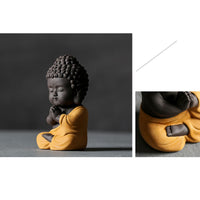 Kleiner Buddha aus violettem Ton, Dekoration für Zuhause, Schreibtisch, Heimdekoration 