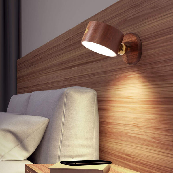Minimalist Wooden USB Rechargeable Touch Magnetic LED Night Wall Sconce Lamp Light