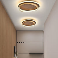 Nordic Minimalist Walnut LED Flush Mount Ceiling Light