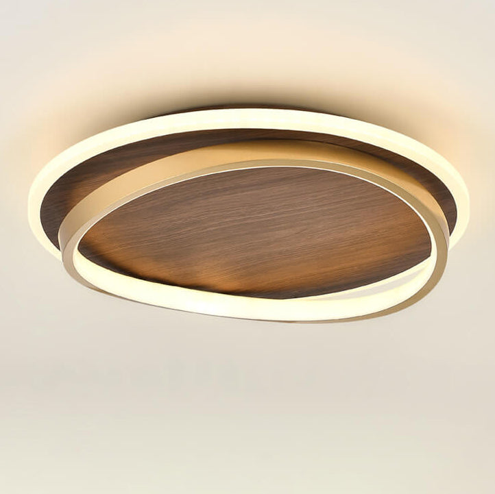 Nordic Minimalist Walnut LED Flush Mount Ceiling Light