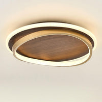 Nordic Minimalist Walnut LED Flush Mount Ceiling Light