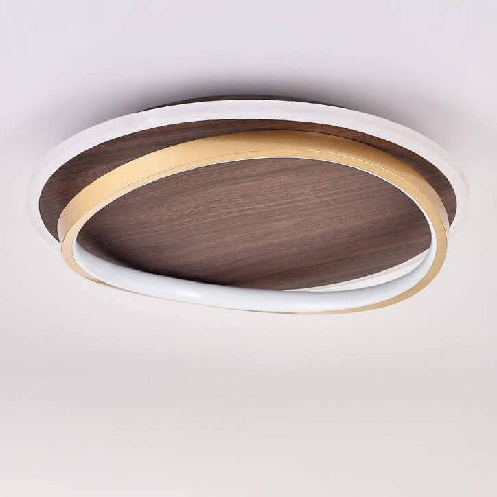 Nordic Minimalist Walnut LED Flush Mount Ceiling Light