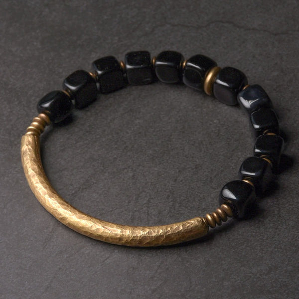 Black Obsidian Crystal Copper Power Couple Bracelet