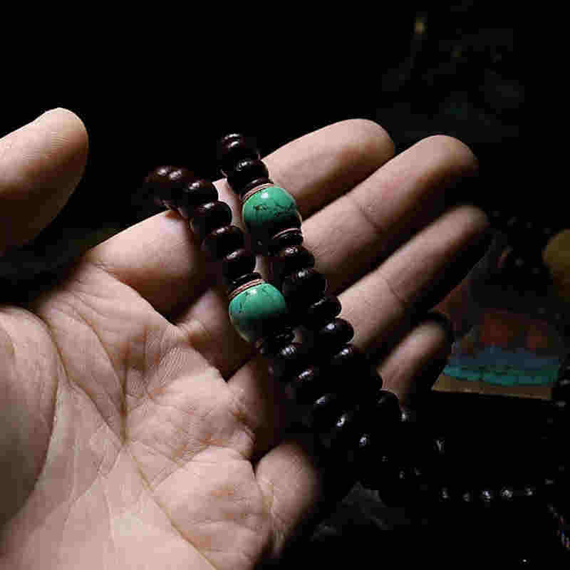 Tibet 108 Mala Beads Purple Bodhi Seed Bagua Vajra Bracelet / Necklace