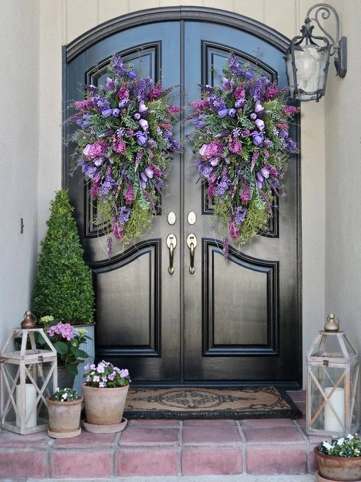 Spring Purple Wreath Front Door Home Decor