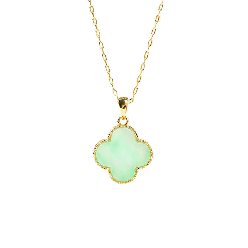Four Leaf Clover Jade Pattern Luck Necklace Pendant