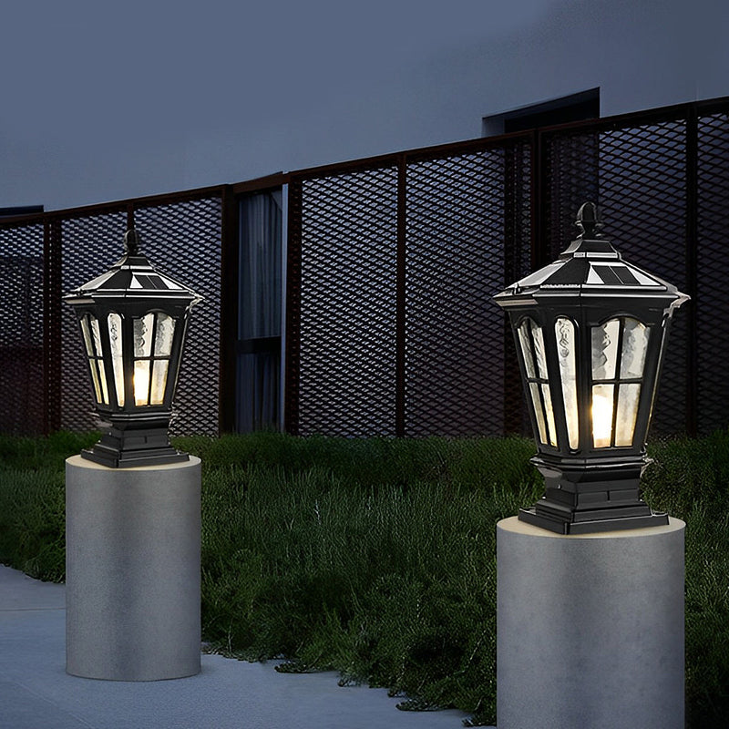 Retro Pavilion Shape Solar Powered Fence Post Light