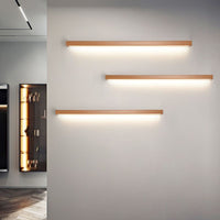 Wooden Linear Mirror Front Vanity Wall Lamp