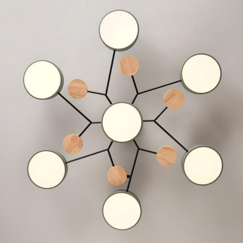Modern Nordic Round Molecule Branch Design LED Semi-Flush Mount Ceiling Light