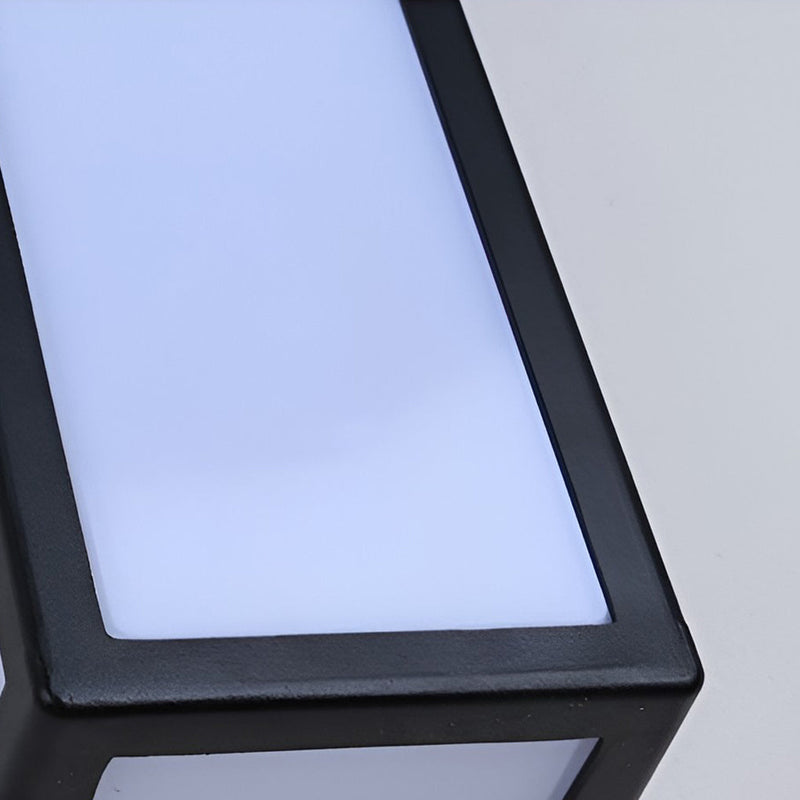 Rechteckige LED-Wandleuchte mit Bewegungsmelder, wasserdicht, schwarz, moderne Wandleuchte