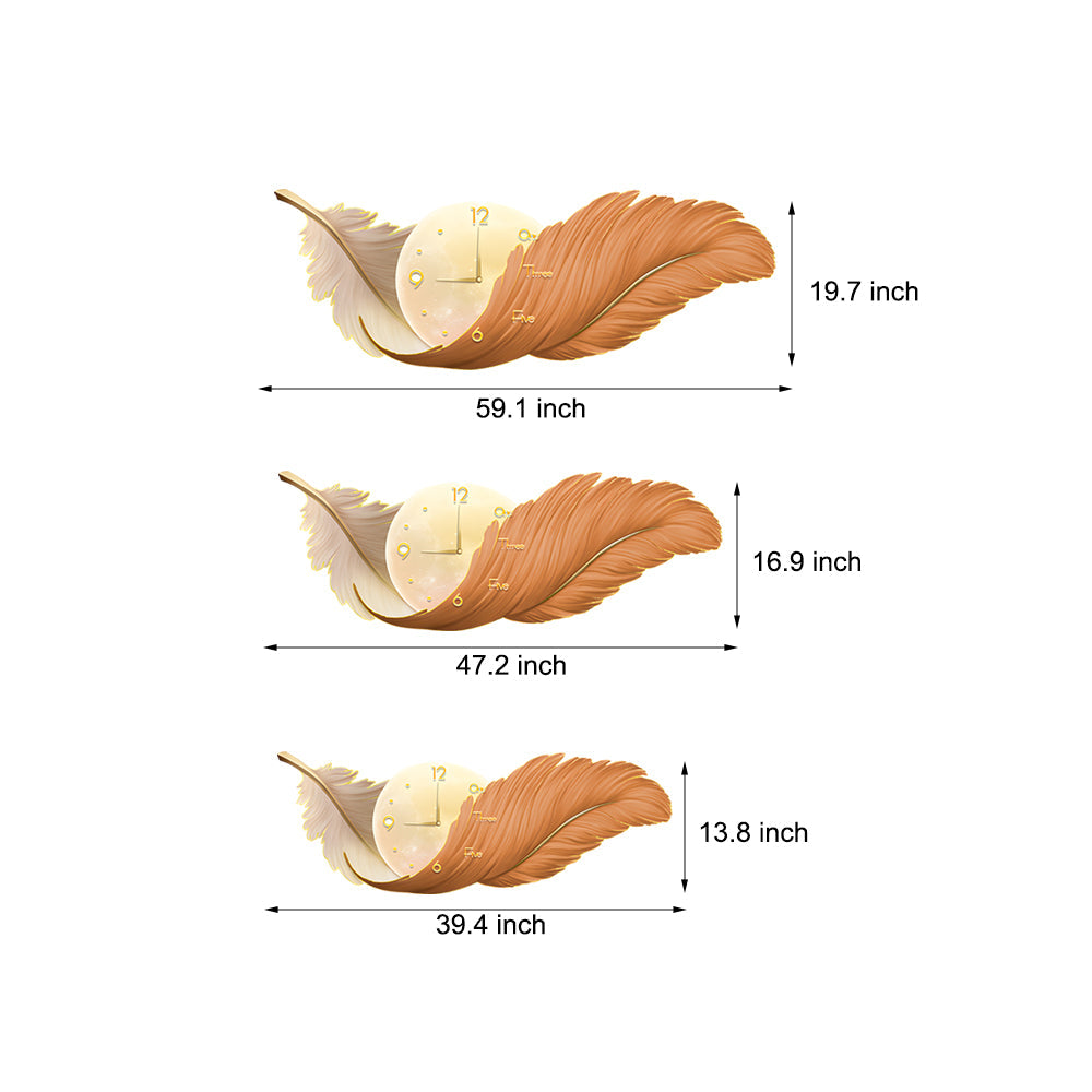 Künstlerische Federn Malerei Uhr Moderne LED Wand Lampe 
