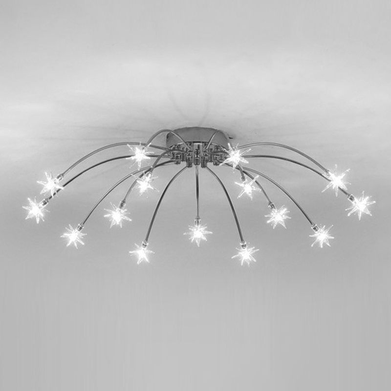 Art Deco Starry Metal/Glass Flush Mount Ceiling Light Black/Gold/Chrome