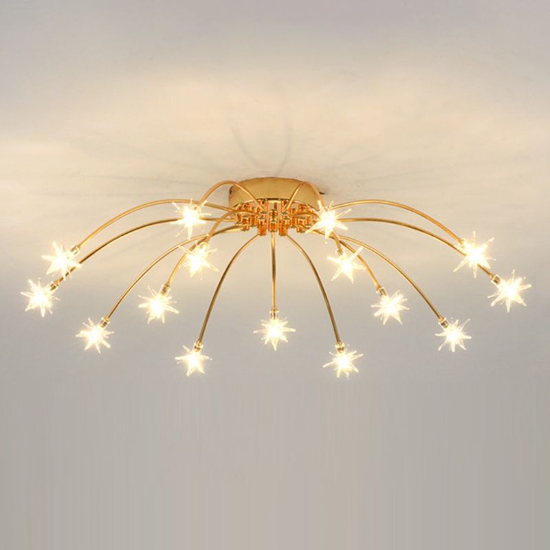 Art Deco Starry Metal/Glass Flush Mount Ceiling Light Black/Gold/Chrome