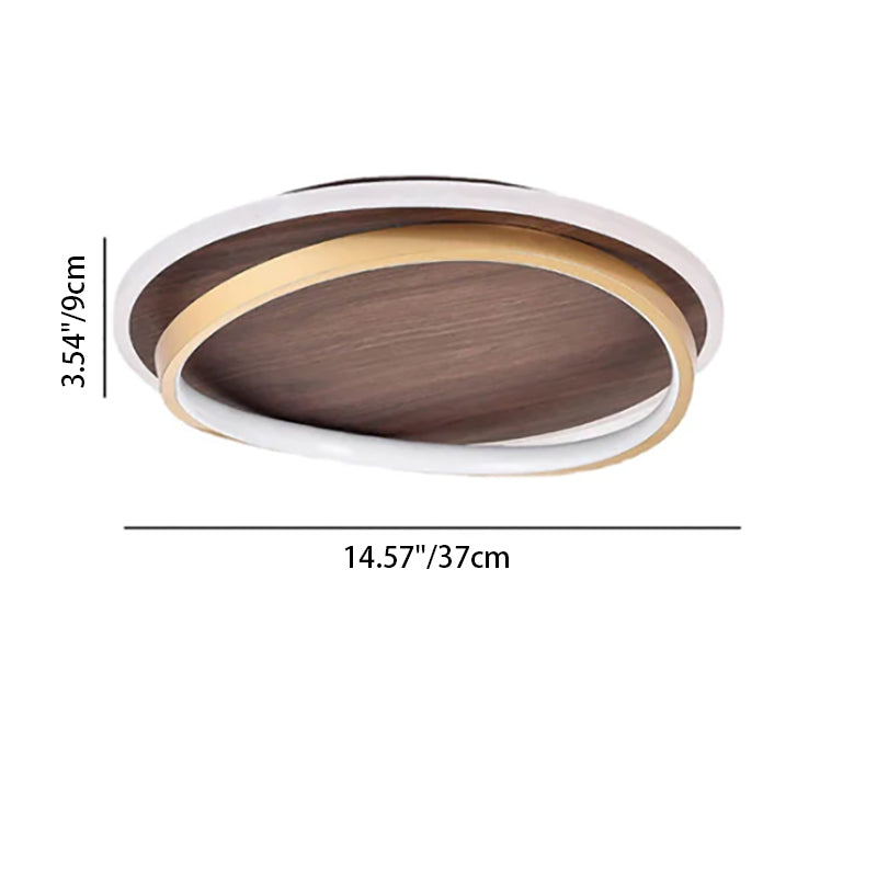 Nordic Minimalist Walnut LED Flush Mount Ceiling Light