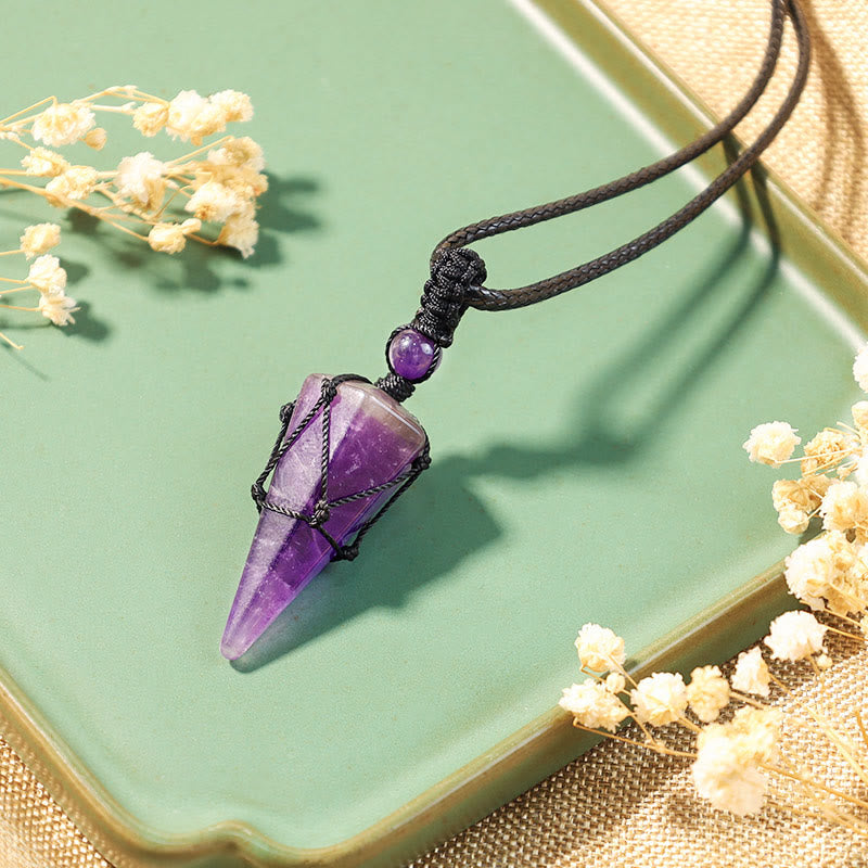 Natural Stone Pointed Pendant Necklace