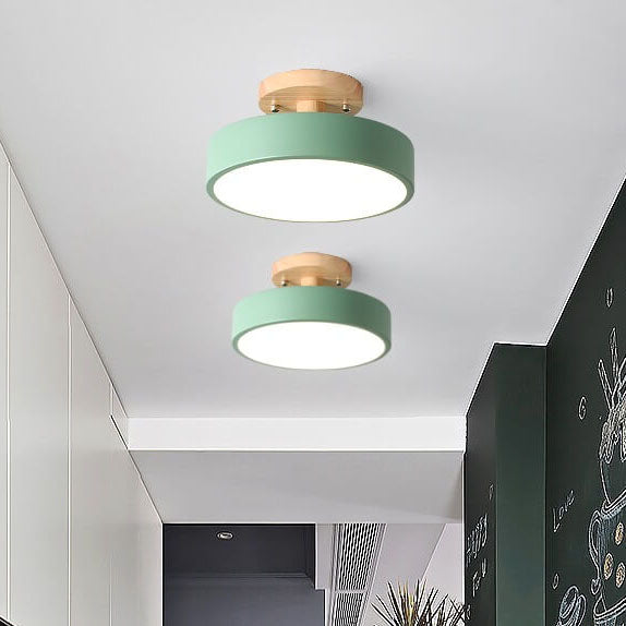 Scandinavian Round LED Semi-Flush Mount Ceiling Light