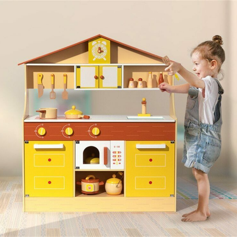 Childrens Wooden Pretend Play Toy Kitchen Set