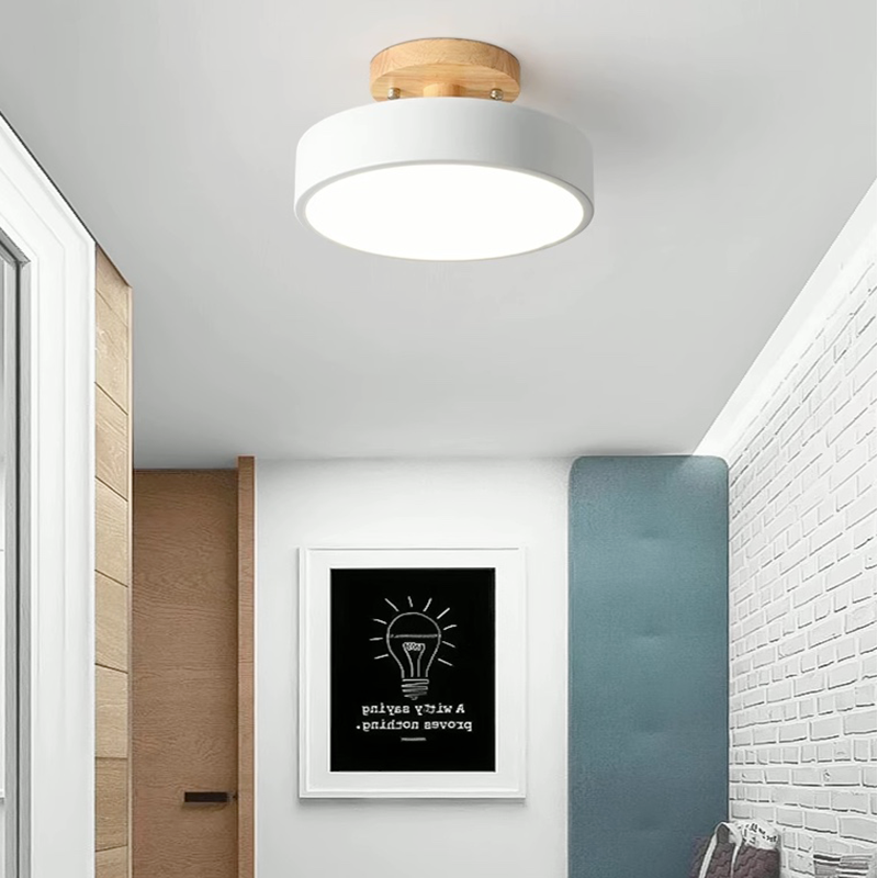 Runde LED Deckenleuchte Modern Holz/Acryl
