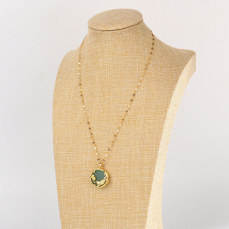 Natural Jade Koi Fish Lotus Luck Necklace Pendant