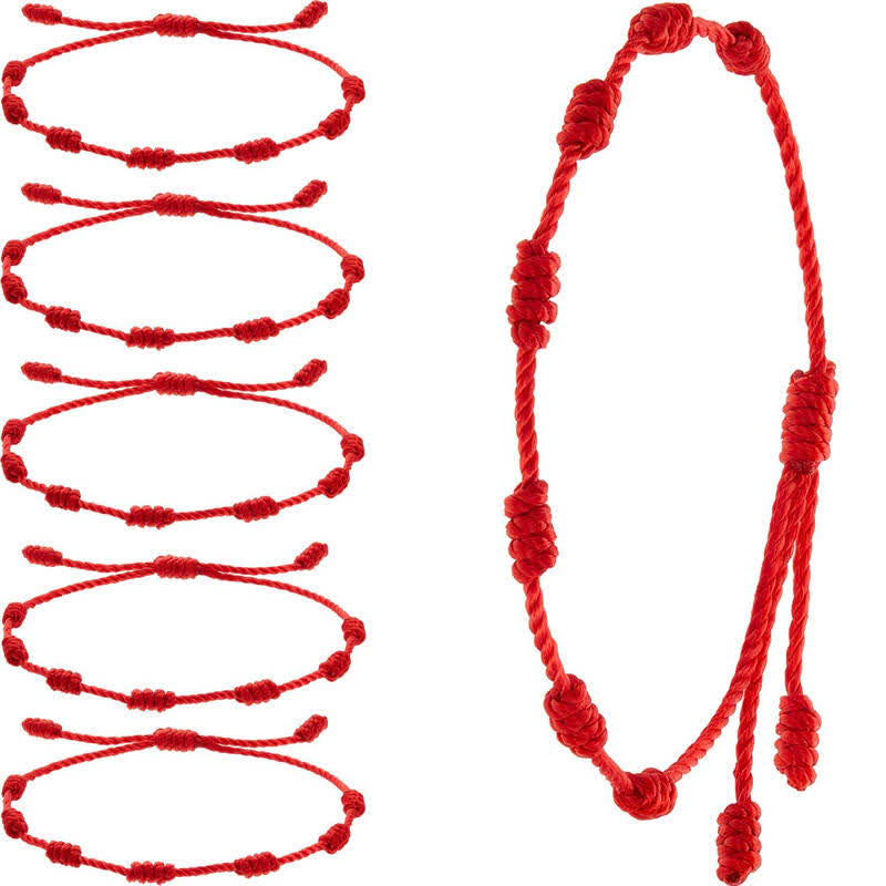 Evil Eye Seven Knot Red String Protection Bracelet (4 Pieces)