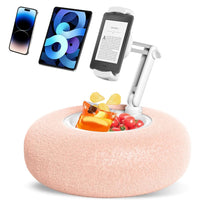 Cozy Fuzzy Pillow Phone Holder with Integrated Snack Bowl