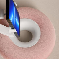 Cozy Fuzzy Pillow Phone Holder with Integrated Snack Bowl