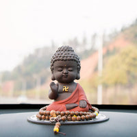 Kleiner Buddha aus violettem Ton, Dekoration für Zuhause, Schreibtisch, Heimdekoration 