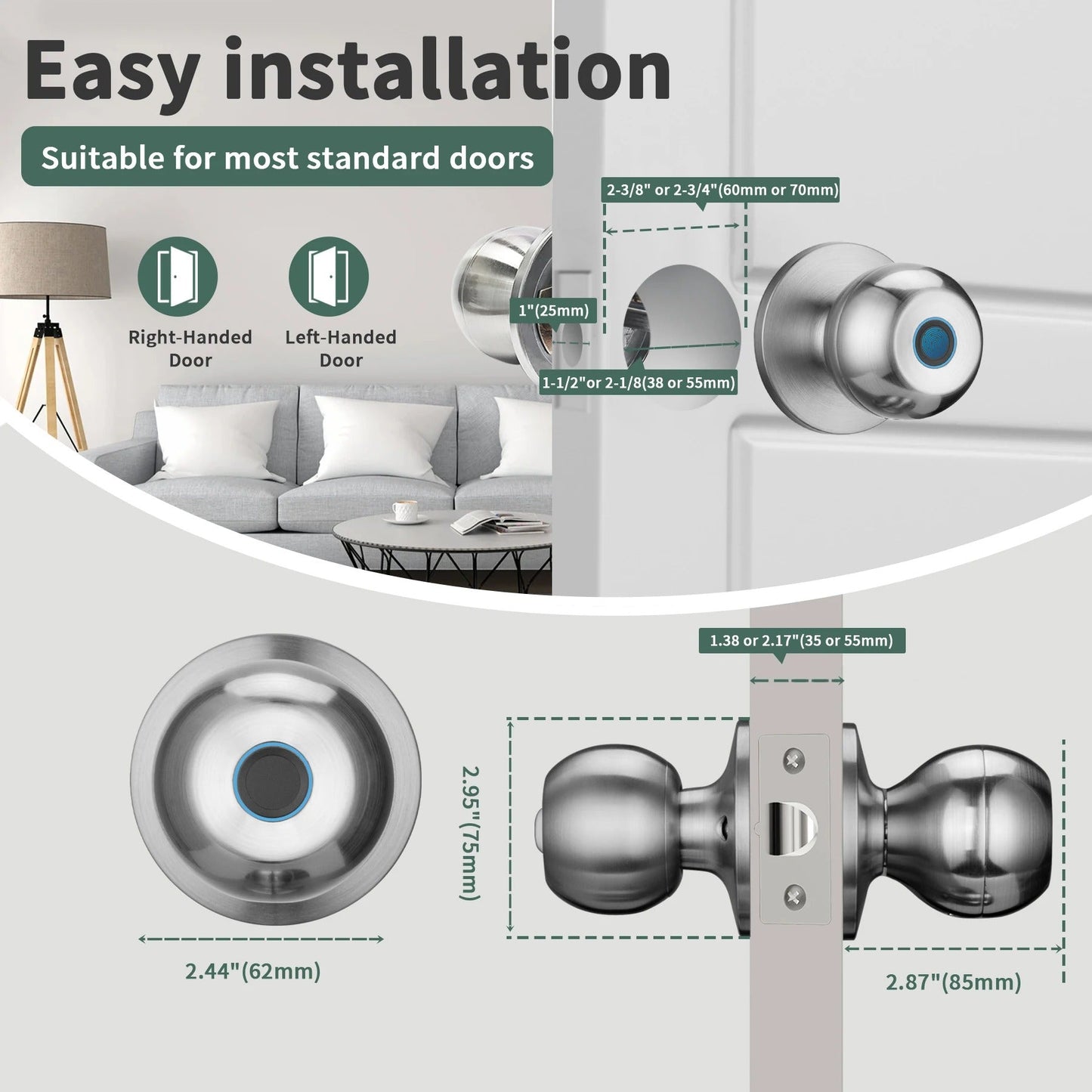 Smart Fingerprint Lock Door with Keyless Entry and Security Features