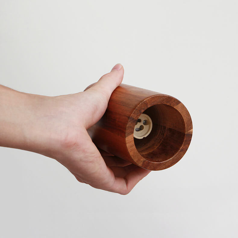 Minimalistische kleine zylindrische Pendelleuchte aus Holz 