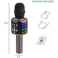 Bluetooth-Karaoke-Mikrofon – Kabellos 4 in 1 – Mit LED-Leuchten