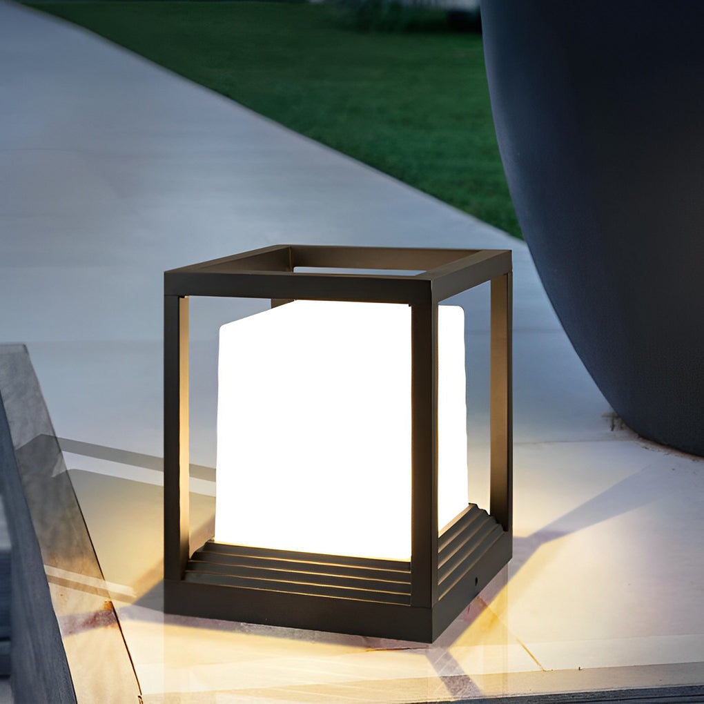 Simple Square Modern Solar LED Fence Post Lights