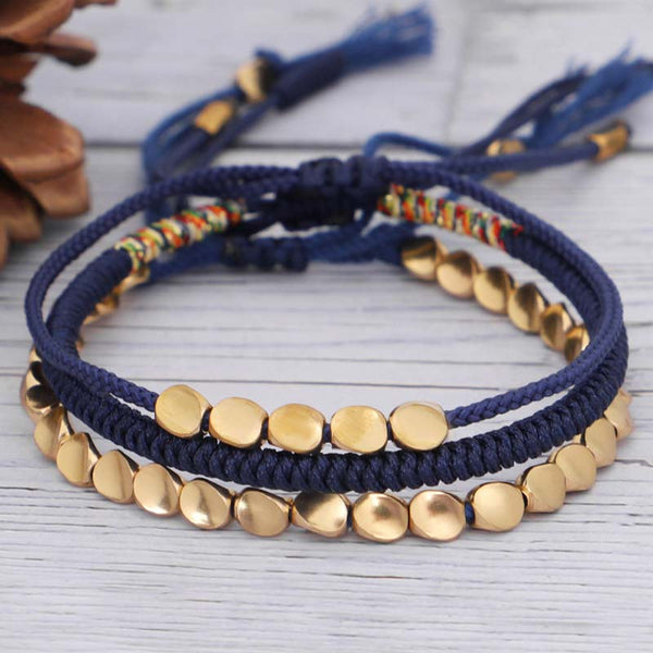 Tibetan Copper Beads Healing Protection Luck Bracelet Set