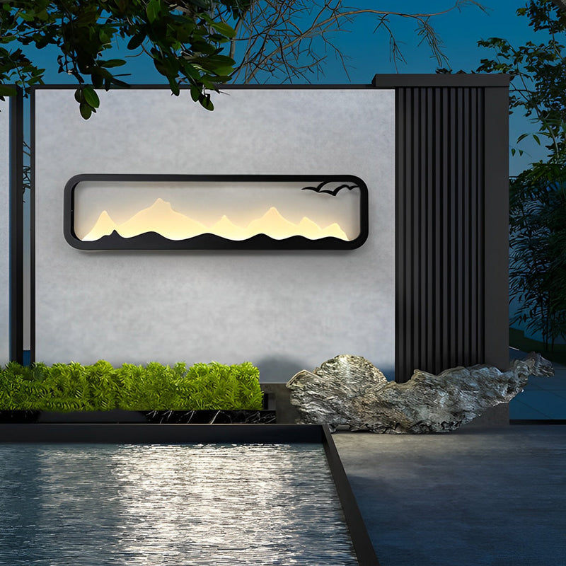 Mountain Scenery LED Waterproof Black Outdoor Wall Lamp