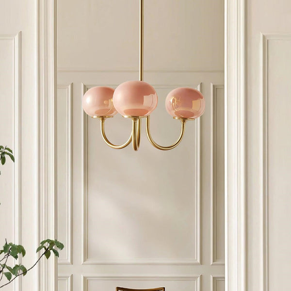 Bubble Pink Glass Marshmallow Chandelier