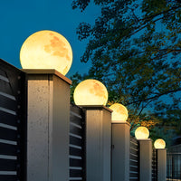 Round Ball Moon Modern Solar Post Caps Lights