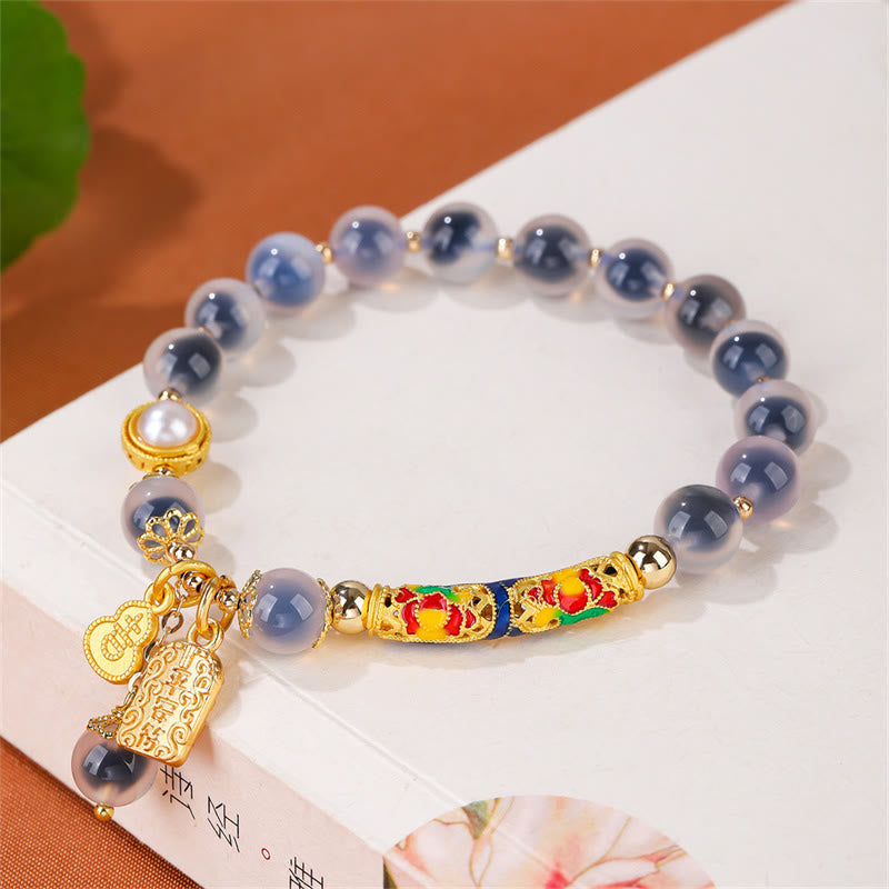 Blue Candy Agate Amulet Strength Bracelet