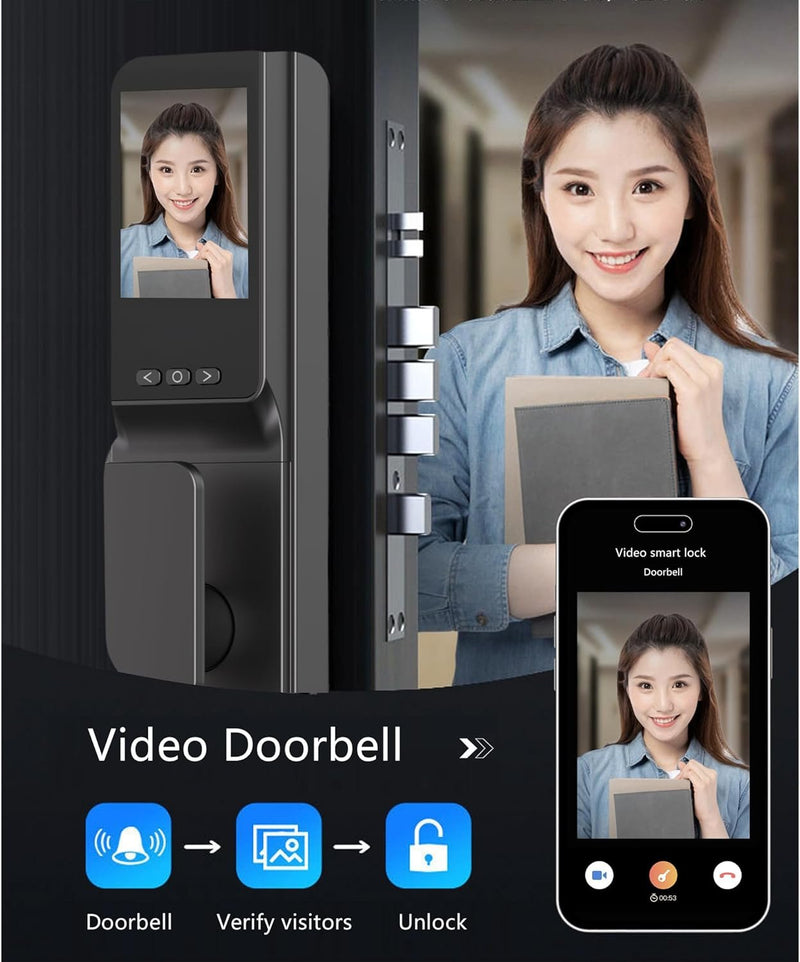 3D Face Smart Door Lock Security Camera | Smart Door Lock Security WIFI Smart Mortise Lock