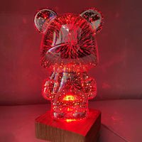 3D-Feuerwerk-Bärenlampe | LED-Schreibtischlampe für Kinderzimmer, Zuhause, Büro, Kindergarten