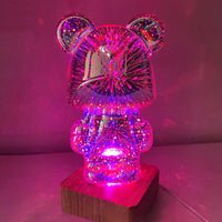 3D-Feuerwerk-Bärenlampe | LED-Schreibtischlampe für Kinderzimmer, Zuhause, Büro, Kindergarten