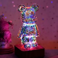 3D Fireworks Bear Lamp | LED Desk Lamp for Kids Room, Home, Office, Nursery