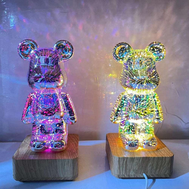 3D Fireworks Bear Lamp | LED Desk Lamp for Kids Room, Home, Office, Nursery