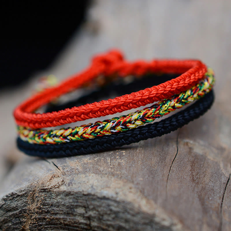 Tibetan Handmade Eight Thread Peace Knot Protection Braided String Bracelet