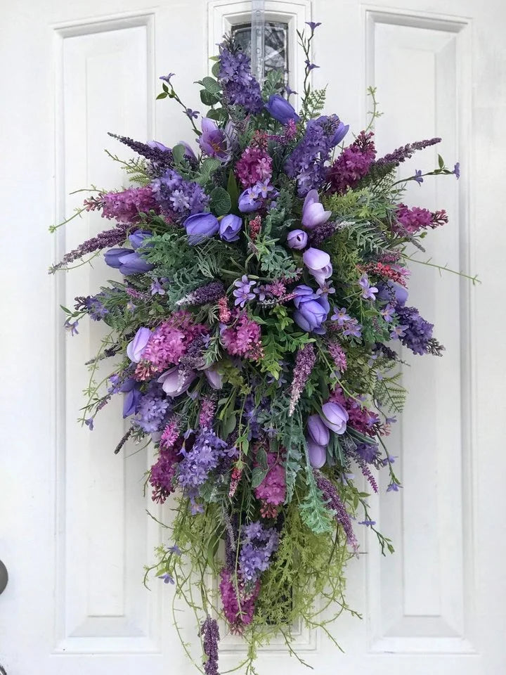 Spring Purple Wreath Front Door Home Decor