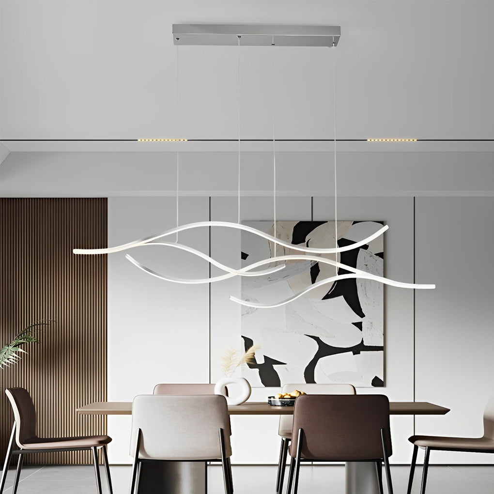 Contemporary Waves Shaped Island Chandelier Dining Room