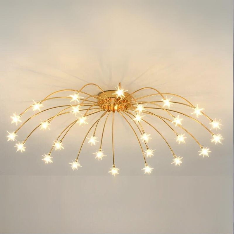 Art Deco Starry Metal/Glass Flush Mount Ceiling Light Black/Gold/Chrome