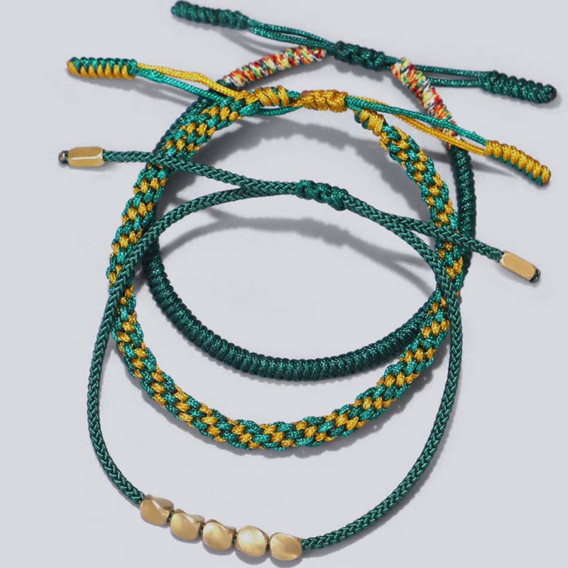 Armband-Set mit tibetischen Kupferperlen, Heilung, Schutz und Glück 
