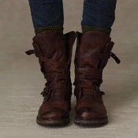 Women's Motorcycle Boots Retro Mid Calf Boots For Women